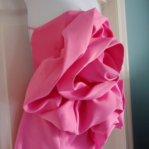 Zara Voluminous 3D Flower Design Dress Statement Piece Fuchsia Party Floral Mini - Picture 5 of 15